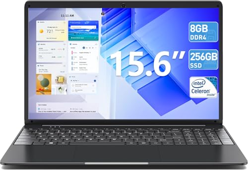 SGIN Laptop 8GB DDR4 256GB SSD,15.6 Inch Laptops Computer with Celeron Quad-Core Processor(Up to 2.5GHz), Mini HDMI, 2.4/5.0G WiFi, Webcam, Bluetooth 4.2, USB 3.0