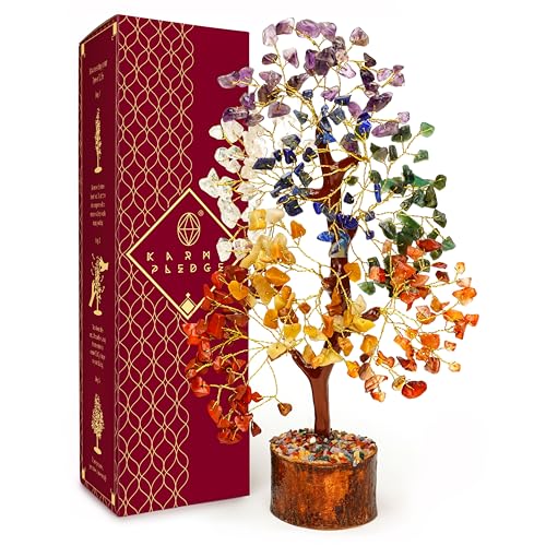 Crystal Tree of Life 7 Chakra Healing Crystal Trees for Home Decor, Office Desk Decor, Living Room Decor, Handmade Bonsai Trees for Positive Energy, Money, Good Luck Birthday Gifts for Women, Mom