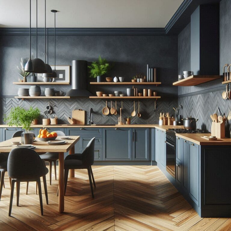 13 Navy Blue Kitchen Ideas Stunning Combinations with White, Wood