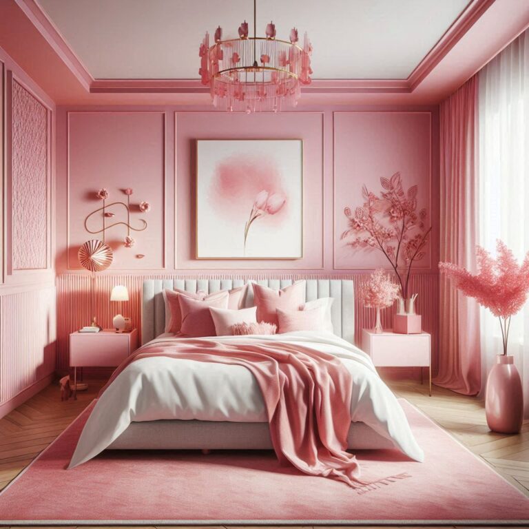 16 Pink Bedroom Ideas Combinations with White, Grey, Black, Gold, Blue