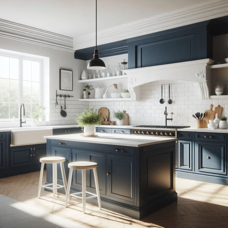 13 Navy Blue Kitchen Ideas Stunning Combinations with White, Wood